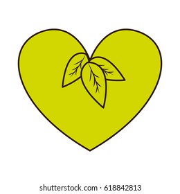 green heart with leaves, vegan food