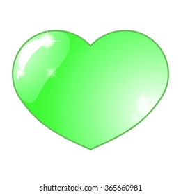 A green heart logo with sparkles