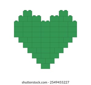 Green heart made of blocks on white background vector illustration