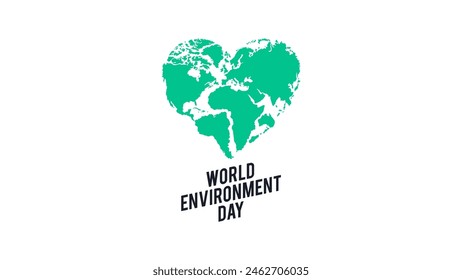 Green Heart Map for World Environment Day - Special Day Design on White Background
