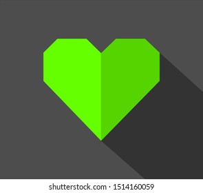 green heart on gray background