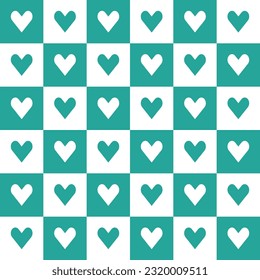 Green heart pattern. Heart vector pattern. Heart pattern.  Seamless geometric pattern for clothing, wrapping paper, backdrop, background, gift card, decorating.