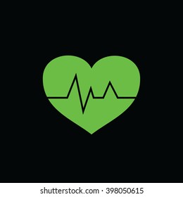 Green heart pulse icon vector illustration
