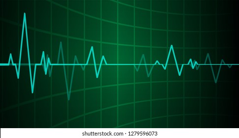 Green Heart pulse monitor with signal. Heart beat. icon. ekg