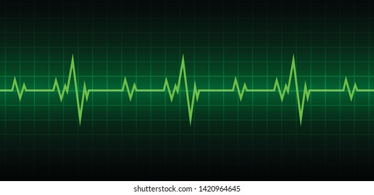 green Heart pulse monitor with signal. Heart beat. ekg icon wave