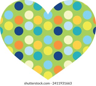 green heart shape with circle inside different colors and shades, heart shape vector illustration.