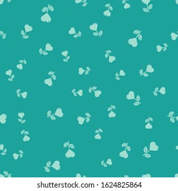 Green Heart shape in a flower icon isolated seamless pattern on green background.  Vector Illustration