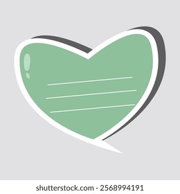 Green Heart Shape with Horizontal Lines and Glossy Highlight