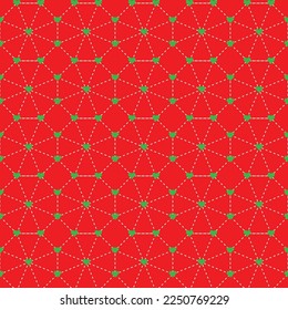 Green heart shape linked with white line octagon on red background. Happy Valentine's day. Heart pattern on red backdrop.
