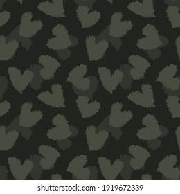 Green Heart shaped brush stroke seamless pattern background for fashion textiles, graphics