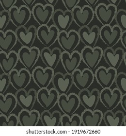 Green Heart shaped brush stroke seamless pattern background for fashion textiles, graphics