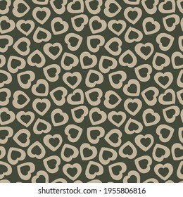 Green Heart shaped brush stroke seamless pattern background for fashion textiles, graphics