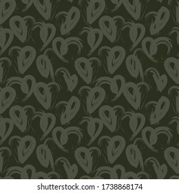 Green Heart shaped Valentine’s Day seamless pattern background for fashion textiles, graphics