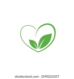 Green heart shaped leaf eco logo