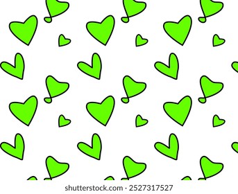 Corazón verde Formas de diseño sin fisuras. El corazón ama el diseño del Vector del patrón del doodle. Cariño. Devoción. Obsesión. Posesivo. Romance.
