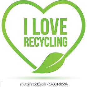 Green heart symbol of recycle with leaf