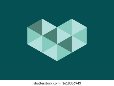 Green Heart triangle background wallpaper  