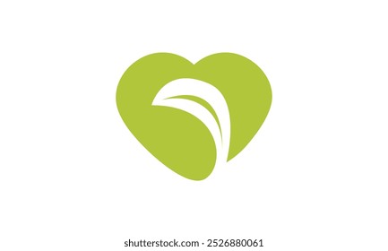 green heart vector icon. Green heart leaf logo