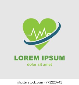 green heart vector logo design