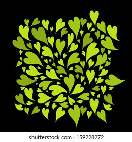 Green hearts background for your design