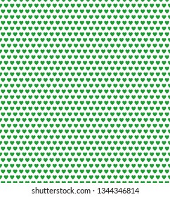 Green hearts cute decorative pattern on white background