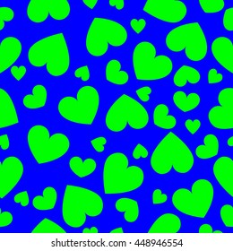green hearts on a blue background