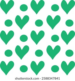 Green hearts on a white background with green hearts