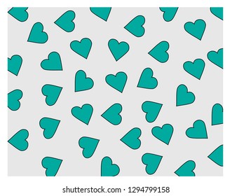 green hearts pattern on light gray background