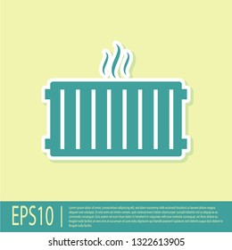 Green Heating radiator icon isolated on yellow background. Vector Illustration