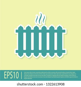Green Heating radiator icon isolated on yellow background. Vector Illustration