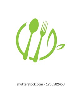  Green heeathy food with Spoon , Fork Logo