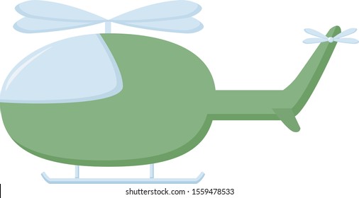 Grüner Hubschrauber, Illustration, Vektorgrafik auf weißem Hintergrund.