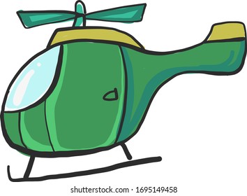Green helicopter, illustration, vector on white background
