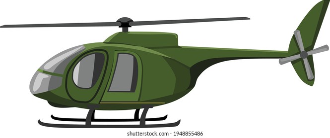 Green Helicopter Transportation Vector Illustration