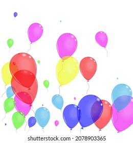 Green Helium Background White Vector. Baloon Birthday Set. Bright Party. Colorful Flying. Balloon Shiny Background.