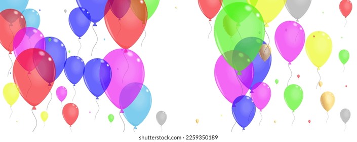 Vector blanco de fondo de helio verde. Borde de la Esfera Confetti. Evento Multicolor. Aire brillante. Tarjeta de símbolo de juguete.