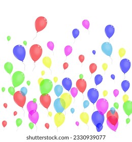 Green Helium Background White Vector. Ballon Congratulation Border. Pink Decoration. Yellow Surprise. Toy Art Set.