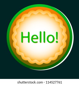 Green hello icon on an abstract background