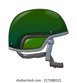 Green helmet icon. Cartoon of green helmet vector icon for web design isolated on white background