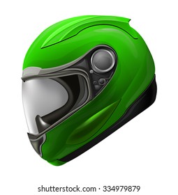 Green Helmet Isolated On White