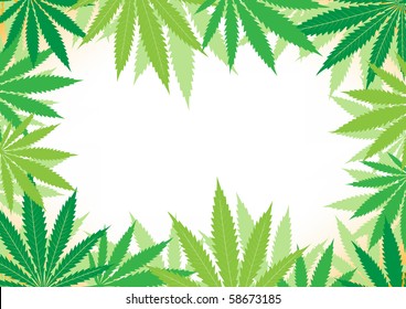 The green hemp, cannabis leaf dark framework background