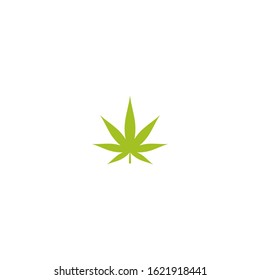 Green hemp or cannabis leaf isolated on white.  CBD, Cannabidiol, Marijuana medical sign. Eco Industry logo. Vector illustration.