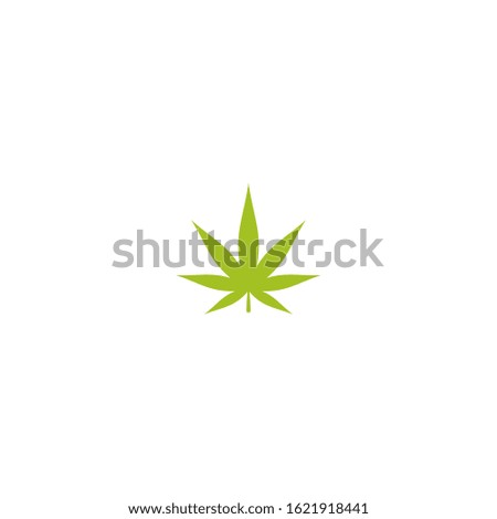 Green hemp or cannabis leaf isolated on white.  CBD, Cannabidiol, Marijuana medical sign. Eco Industry logo. Vector illustration.