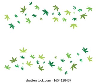 green hemp cannabis leaf vector with white space for text background design template