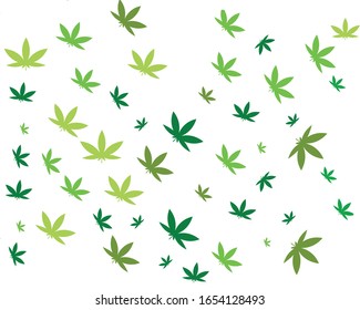 green hemp cannabis leaf vector with white space for text background design template