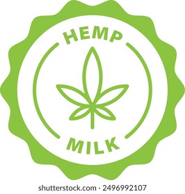 green hemp milk outline icon round rounded circle badge stamp label isolated on transparent background