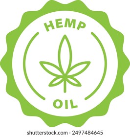 green hemp oil outline icon round rounded circle badge stamp label isolated on transparent background