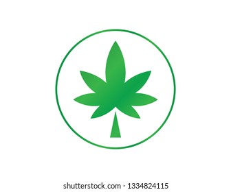 Green Hemp Plant Leaf Logo Icon Simple Gradient Joined Silhouette