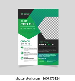 Green Hemp Product Sale Flyer Design Template Or Cannabis Leaflet Template 