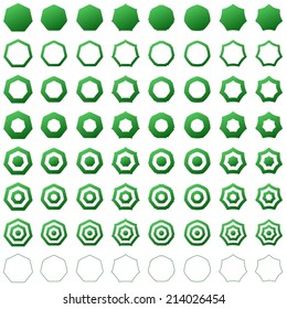 Green heptagon set - vector version   